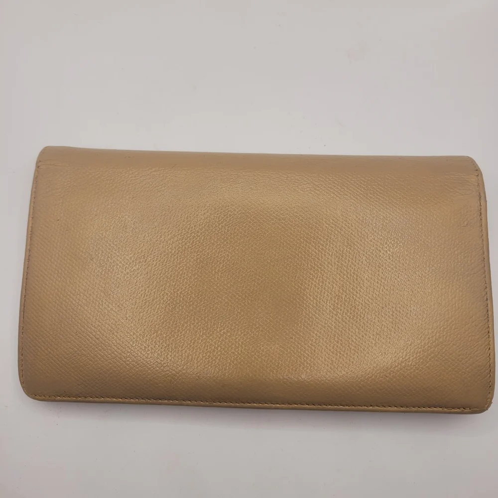 CHANEL CC Interlocking Vintage Caviar Leather Beige Long Wallet